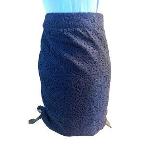 Ann Taylor Loft Skirt Womens 22 Navy Blue Plus Size Lace